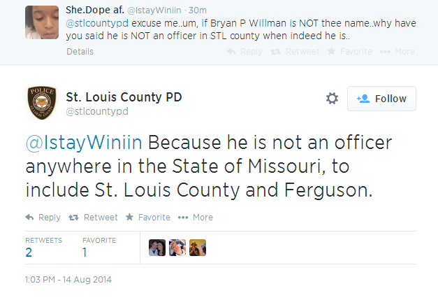 lalondes: The St. Louis County PD explicitly stating that Bryan Willman is not employed