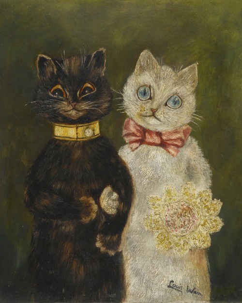 bunny-realness:  the bride and groom, louis wain 
