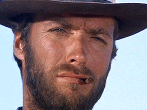 animatedClint Eastwood&rsquo;s sneering agreement in a spaghetti westernThe Good, the Bad and the Ug