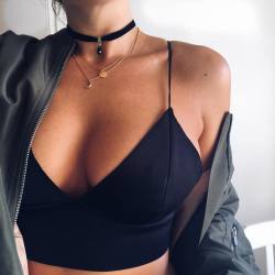 thestylexplorer: Cami top / Shop here &gt;&gt;   Bomber jacket / Shop here &gt;&gt;   Think choker / Shop here &gt;&gt;   Double layer necklace / Shop here &gt;&gt;  