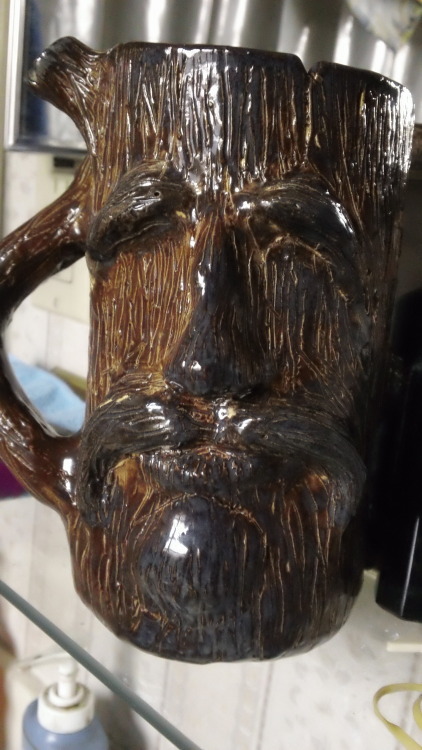 zeldadoll:My Brother made this huge ass Deku tree mug. X