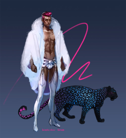 more character stuff, this time a dirtbag cyberpunk club promoter and his LED leopard petsomeone on 