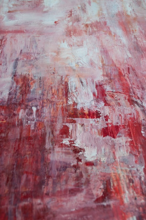 “Bleeding Heart”24 x 32&quot;  Oil and magazine clippings on wood board (s