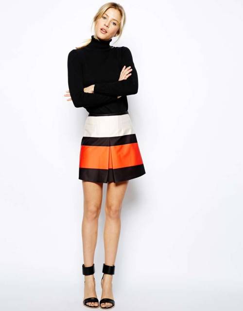 ASOS Stripe A-Line Skirt In ScubaSearch for more Skirts by ASOS on Wantering.