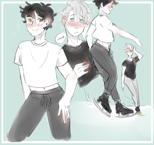 tamisumimi:please hear me out, Yuuri in a crop top shirt..Please don’t repost without permissi