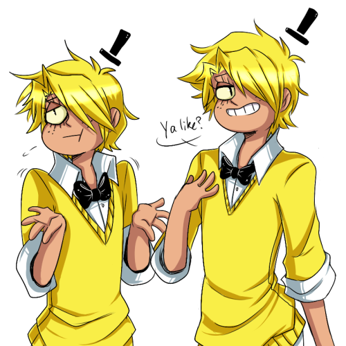 A younger human Bill Cipher. Probably around 13 years old.