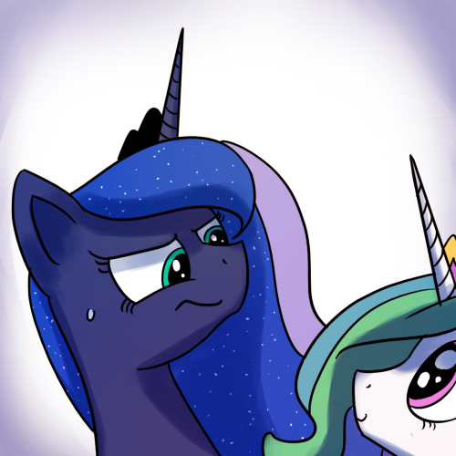 asksunshineandmoonbeams:  Luna: Just pleeeeeeeease stop looking at me like that! Celestia: Yesssss  Hnnnng! >w<