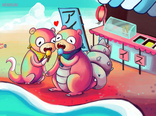mdbruin-art:Commission for someone! it is a commission of her (Slowpoke)and her boyfriend (Slowbro)I