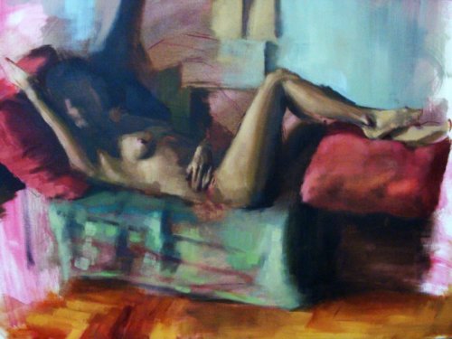Guido Mauas (Argentinian, b. 1980, Buenos Aires, Argentina) - Figure Study with Daylight   Paintings