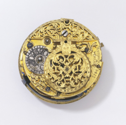 Thomas Tompion, watch movement, 1710. Brass, Steel. Thomas Potts, Dial and Gold Case, 1740. London.T