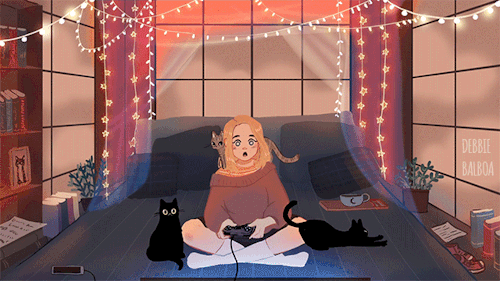 Cozy room commission. Perfect for the cloudy weather now ♡