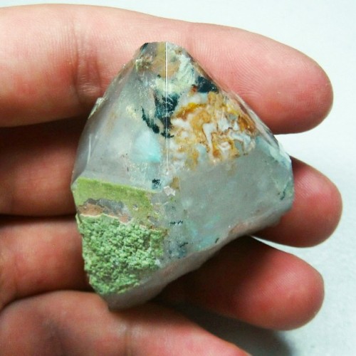 willowmoon92:structureminerals:Ajoite, Copper, and Hematite included Quartz with Kaolinite from Mess