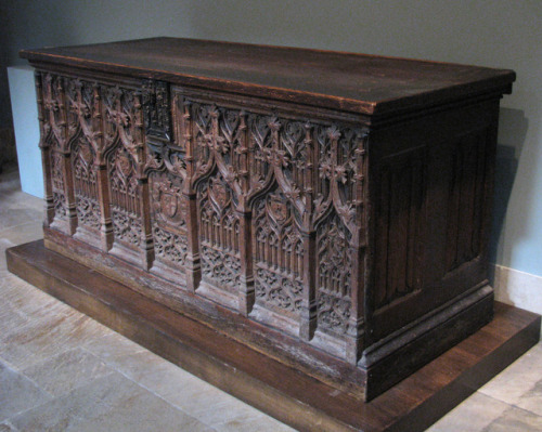 Chest with Coats of Arms, Medieval ArtMedium: Oak, iron mounts;  top and base restoredGift of J. Pie