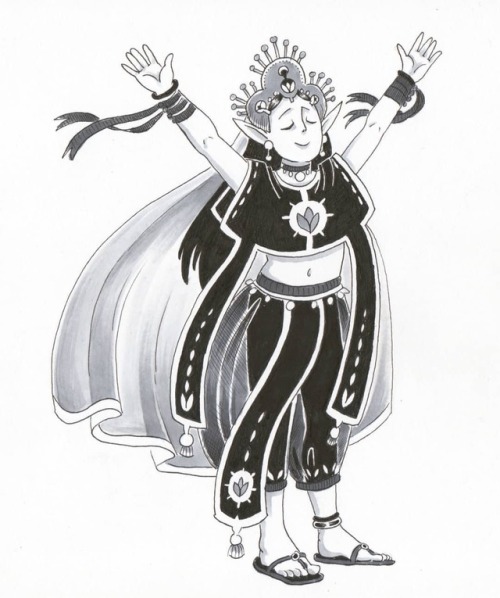 Inktober No. 22 This Is Jelendiel. They Serve The God Rillifane Rallathil And Every Monring They Greet