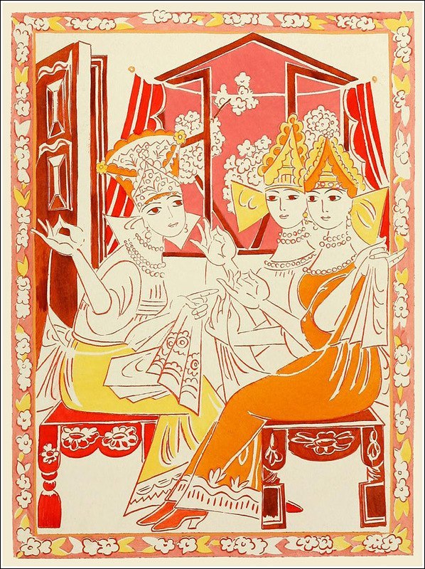 russian-style:  Natalia Goncharova - Illustration to the Tale of Tsar Saltan by Alexander
