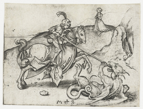 drakontomalloi:Martin Schongauer - Saint George and the Dragon. 1470-1490
