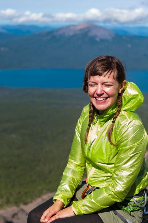 A rare photo of me on the top of Mt. Thielsen, happy as a clam.  