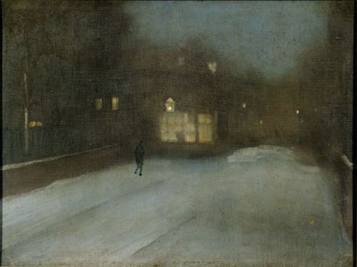 aleyma: James Abbot McNeill Whister, Nocturne in Grey and Gold: Chelsea Snow, 1876 (source).