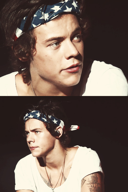 sohostyles:  2/¿ sinful things about harry styles // american flag bandana {c} 