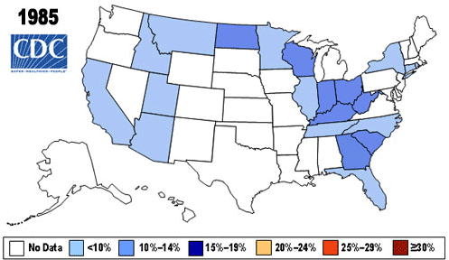 loveyourchaos:  pooki-chu:  seriouslyamerica:  caraobrien:  pubhealth:  Look How Quickly the U.S. Got Fat (1985-2010 Animated Map) 25 brief, delicious year.  (From The Atlantic)  I was born in ‘85. Interesting to see just how fast things have changed.