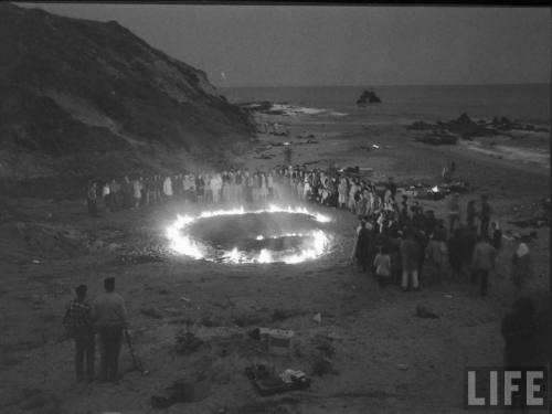Beach party or cult rituals? You decide! (G for Glendale College.)(Peter Stackpole. 1947)