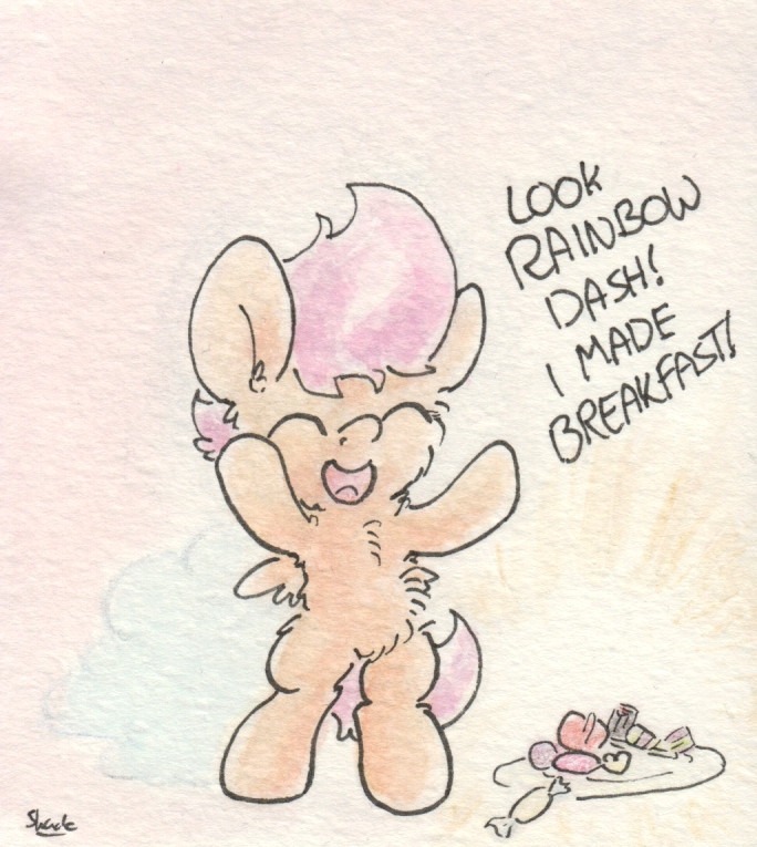 slightlyshade:  Scootaloo, that’s a plate of candy!  x3 Oh Scootsy~ &lt;3