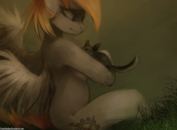 Tried a little bit different approach with this one. Since long time no Blazing Gear, and I felt too blocked to work on other stuff today, here is the piece for Kaira Yes, we have a chinchilla I might want to explore the painterly-styled ponies a little