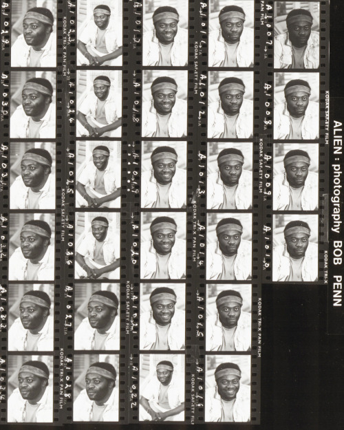 Contact sheets from a publicity shoot of Yaphet Kotto as Parker in Alien (Photographer: Bob Penn)