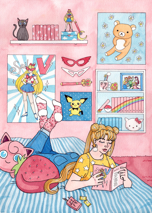 rachelsullivanillustration: sailor bedroom <3 will be selling this at the cons I’m attending this