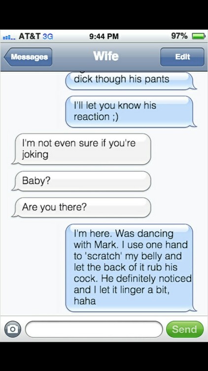 sluttytext: pussylvr1984: Found this little exchange online.  Just this once baby? Pretty please. Ha