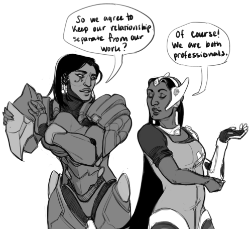 ruushes:som sym/pharah for ow femslash week! theyre just perfect for each other, yeah?