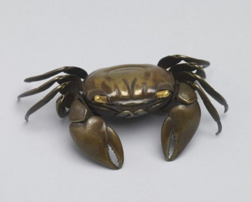 Crab Box - Unknown Japanese Artisan, 19th CenturyWhite bronze, silver, gold, H: 1 3/16 × W: 3 1/8 × 