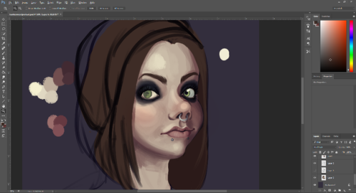  screenshot of a WIP of a character portrait i’m working on bc i am dying to show it off but i