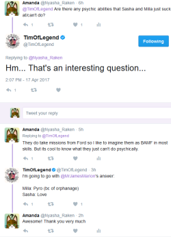 mddsashanein:Decided to ask Tim a question
