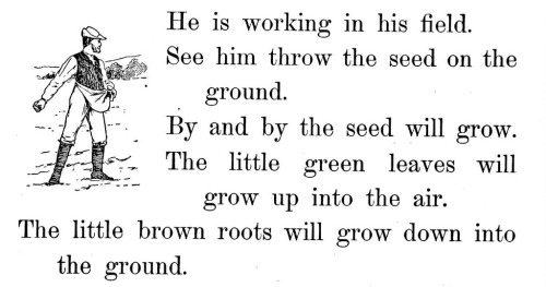 Sowing wheat.&ldquo;Stepping Stones to Literature, a First Reader&rdquo; by Sarah Louise Arnold and 