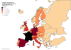 Countries of Europe by the number of mentions of “France” on their Wikipedia page.