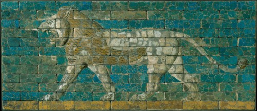 didoofcarthage:Two panels with striding lions from the Processional Way in Babylon Neo-Babylonian, c