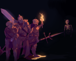 lordranandbeyond: Here’s a new Patreon reward sketch by @dojobuster, humorously chronicling some merry adventurers as they make their way through Drangleic!