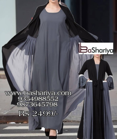 Mushkiya-Stylish Dress with Attached Shrug and a Belt in Multi Color-Not An Abaya Buy online from ww
