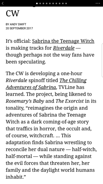 imperiumsinefine:  amen-ya:   WE ARE GONNA BE BLESSED WITH THE DARK AND GRITTY SABRINA THE TEENAGE WITCH REBOOT THAT THE WORLD DESERVES!!  I never in my wildest dreams thought such a thing would happen but here we are.     