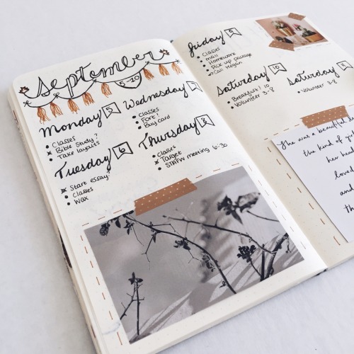 studyincafe: 10.17.16 • it has been a whirlwind for me lately! This spread is from back in Sept