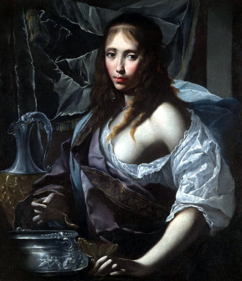 the-paintrist:fivewordsinaline:Francesco Furini - Artemisia Prepares to Drink Ashes of her Husband, 