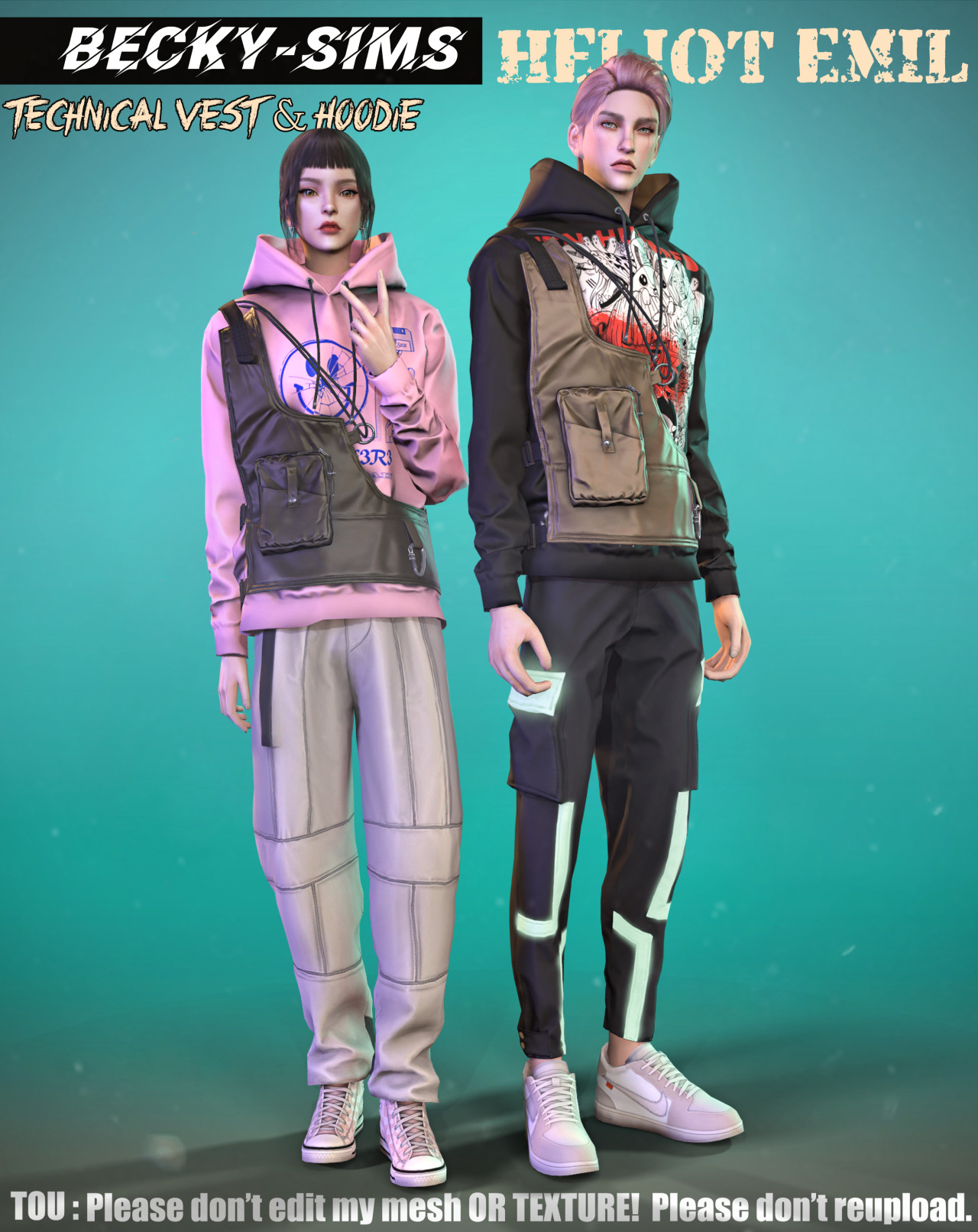 Becky sims Heliot Emil Technical Vest Hoodie Creator BeckySims4 becky-sims-heliot-emil-technical-vest-hoodie-creator-beckysims4