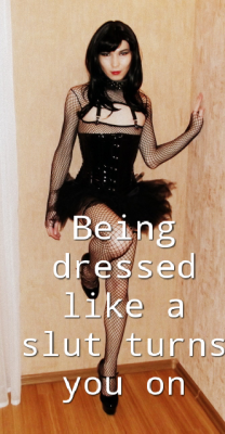 misscandy42:  sissy-stable:Does dressing as a slut turn you on ?  Yes