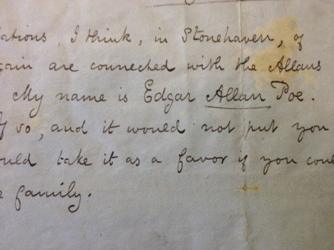 annabellioncourt:Letter from Edgar Allan Poe to A. Ramsay 12/30/1845. Housed at the Philadelphia Fre
