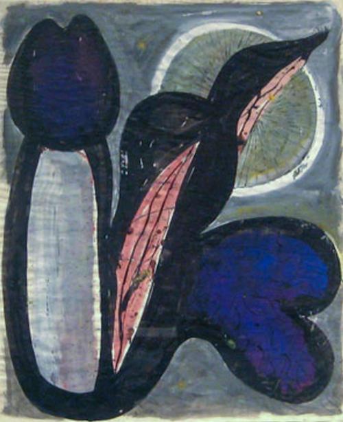youcannottakeitwithyou:Onni Saari (US, 1920-1992)Untitled (Abstract Phallus painting, Gouache on Pap