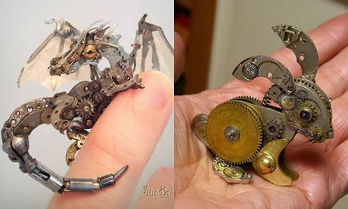 docwithtardisfez: wtf-fun-factss: Artist Susan Beatrice creates steampunk sculptures from watch part