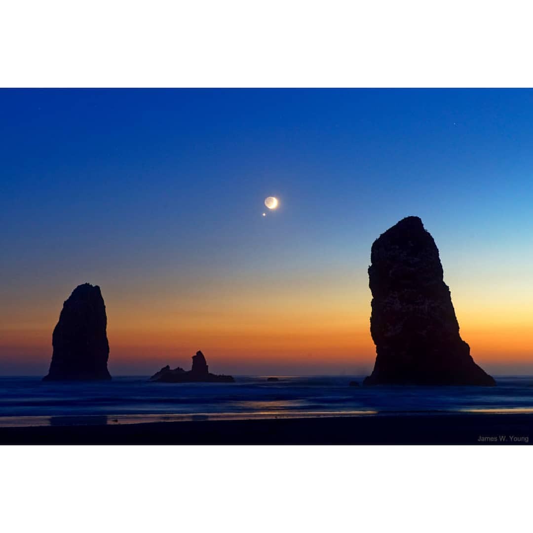 Moon and Venus over Cannon Beach   Image Credit &amp; Copyright: James W. Young