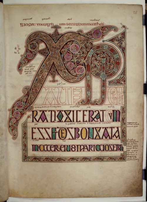 openmarginalis: “Page with Chi Rho monogram from the Gospel of Matthew in the Lindisfarne Gosp