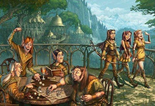 Obliviously, the elf with the raised arm just rolled a crit! #gaming #gamer #RPG #elves #elf #rolepl